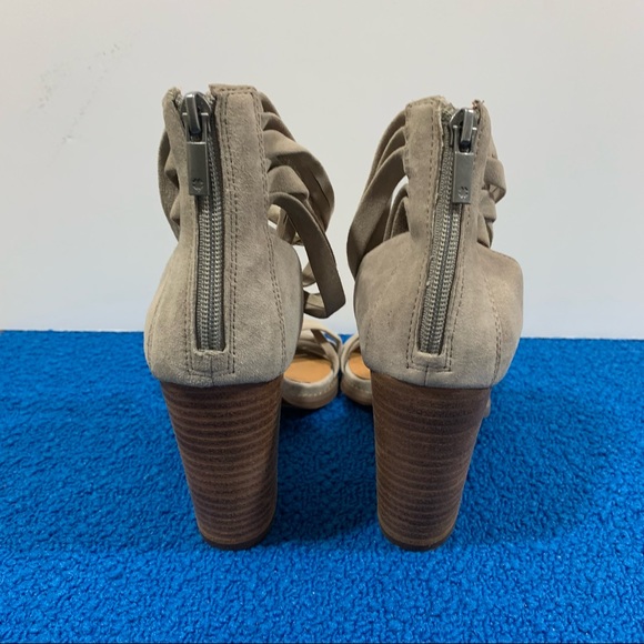 Lucky Brand “Lakisha” Suede Leather Open Toe Strappy Block Heel Sandals Sz 7.5M - Picture 7 of 9